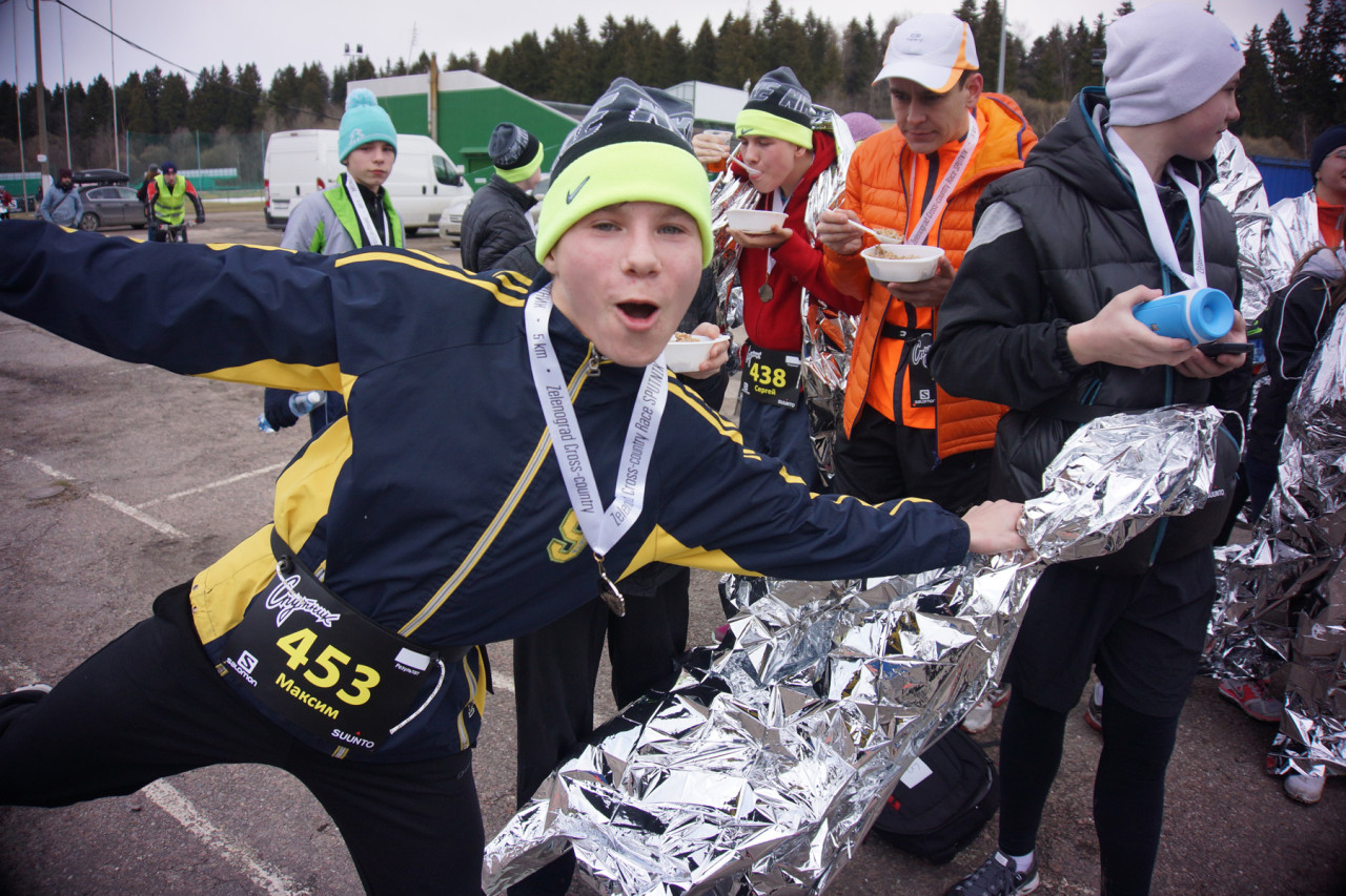 Победа на финише забега СПУТНИК в Зеленограде. Апрель 2015