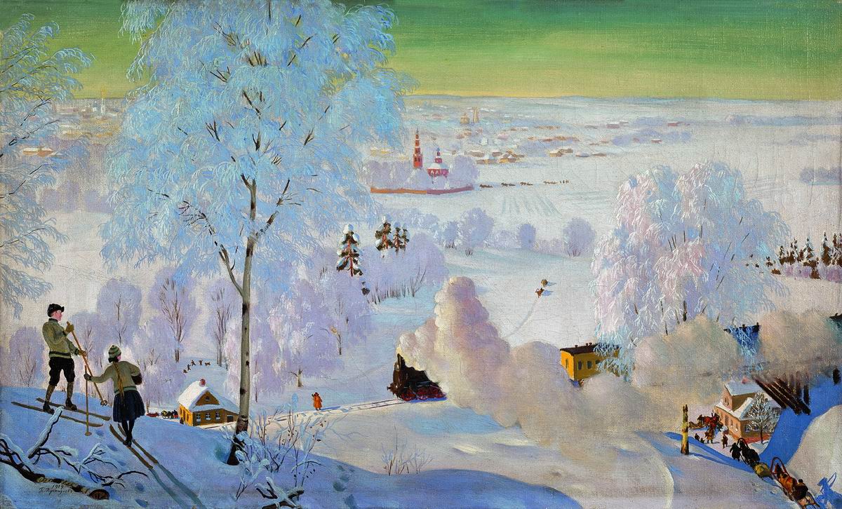Лыжники. Борис Кустодиев, 1919